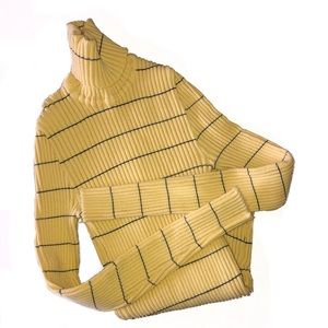Vintage yellow and black ribbed turtleneck sweater